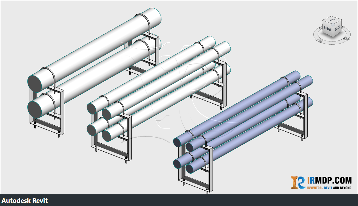 Family Revit – Đỡ ống khung U – Chân thép V