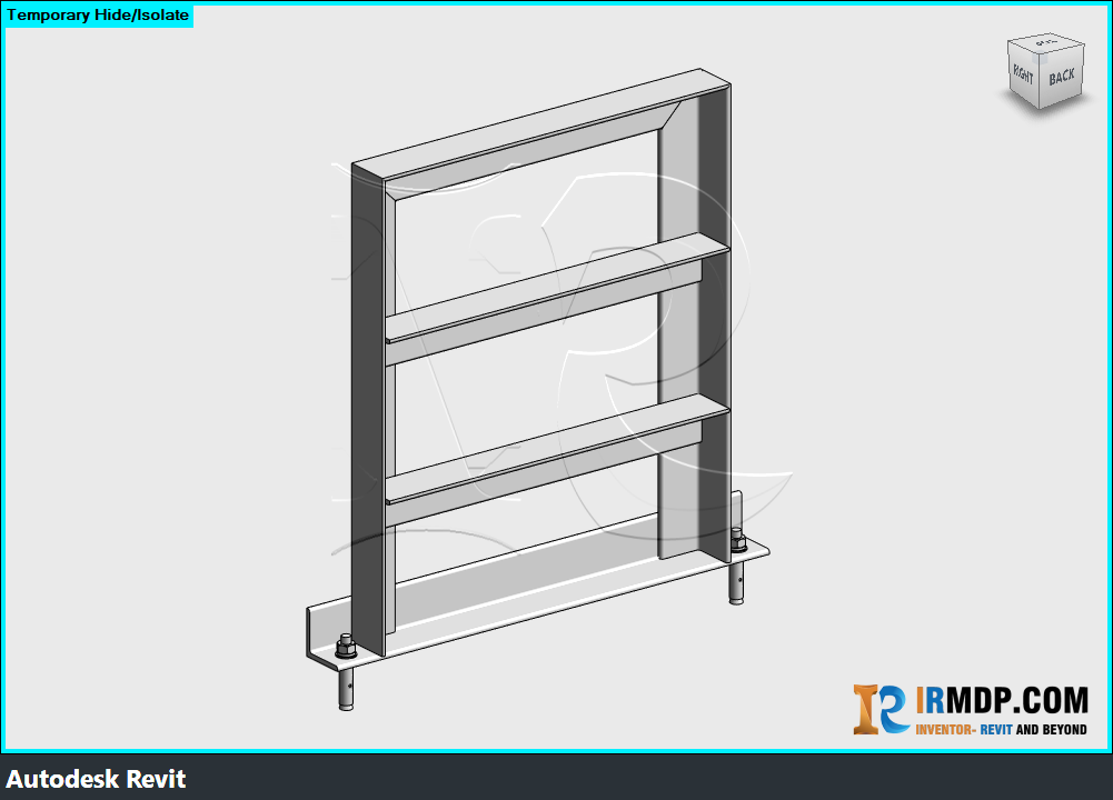 Family Revit – Đỡ ống khung U – Chân thép V - 3 Tầng