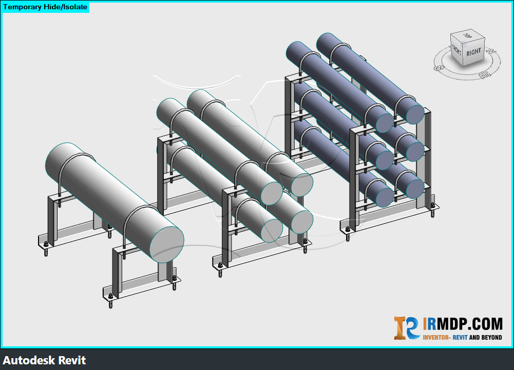 Family Revit – Đỡ ống khung U – Chân thép V - Loại 2