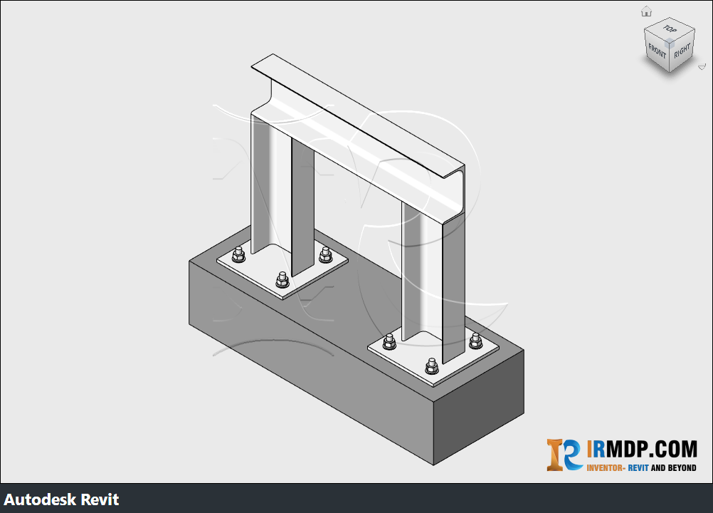 Family Revit – Đỡ ống khung U- C75x50 – Chân bản mã