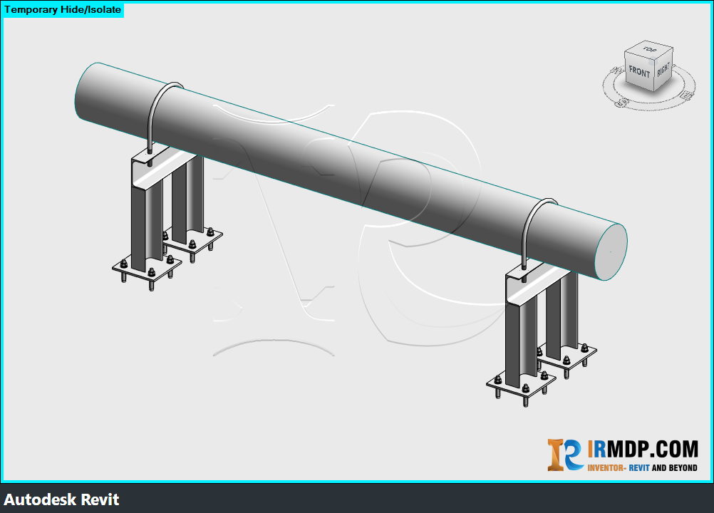Family Revit – Đỡ ống khung U- C75x50 – Chân bản mã